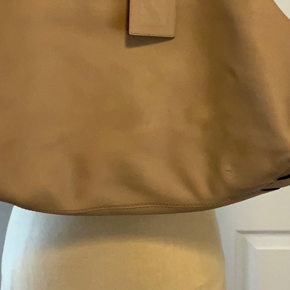 Reed Krakoff Tan Leather Purse- Zippered Compartments- Brass Finish- 18” X 12” - Picture 4 of 15